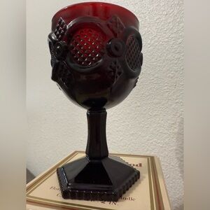 Vintage Avon Ruby Red Cape Cod 8 Oz. 6” Wine Water Glass Goblet 3-1/2" Wide NIB
